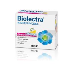 Biolectra Magnesium 300 mg direct cu aroma de lamaie, x 20 plicuri