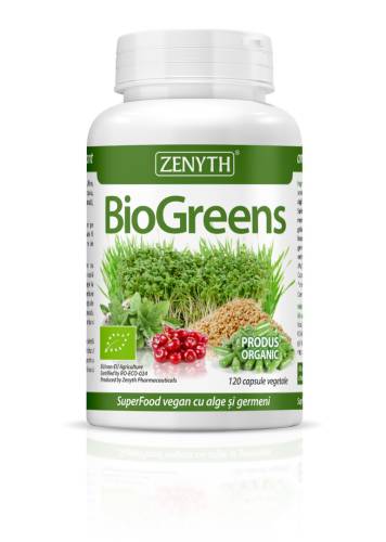BioGreens Organic cu germeni, alge si lastari, 120 capsule, Zenyth