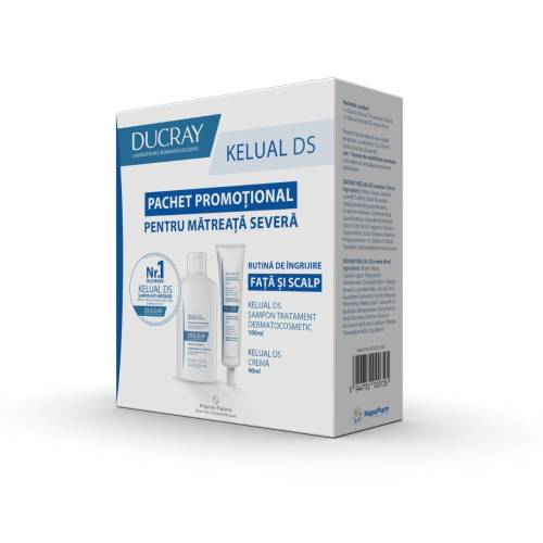 Pachet Kelual DS: Sampon Anti-scuame si Crema Anti-recidiva, Ducray