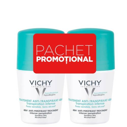 VICHY Bipack DEO Roll on Antiperspirant cu eficacitate 48h cu parfum 2x50ml
