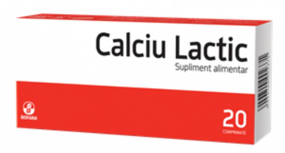 Calciu lactic 500mg - 20 comprimate Biofarm