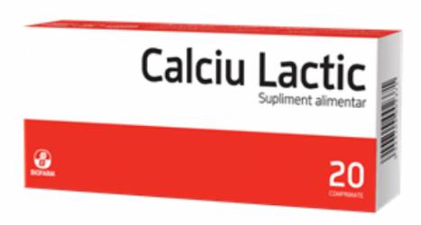 Calciu lactic 500mg - 20 comprimate Biofarm