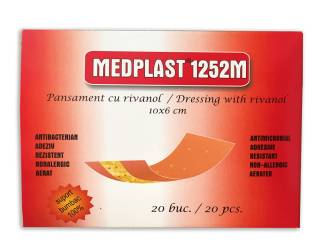 Pansament cu rivanol, 10x6 cm, 20 bucati, Medplast