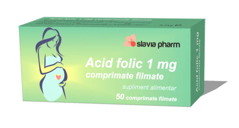 Acid folic 1 mg, 50 comprimate, Slavia Pharm
