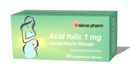 Acid folic 1 mg, 50 comprimate, Slavia Pharm