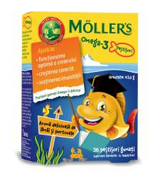 Pestisori gumati cu Omega 3 si aroma de lamai si portocale, 36 jeleuri, Moller's