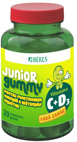 Vitamina C + D3 Junior Gummy, 20 comprimate gumate, Beres