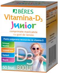 Vitamina D3 Junior 800 UI, 50 comprimate masticabile, Beres