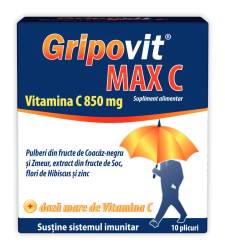 Gripovit Max C cu pulberi din fructe, 10 plicuri, Zdrovit