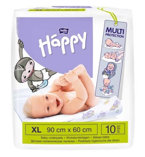 Aleze igienice absorbante Happy 90x60cm, 10 bucati, Bella Baby