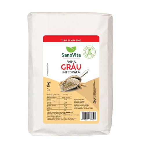 Faina integrala de grau, 1kg, SanoVita