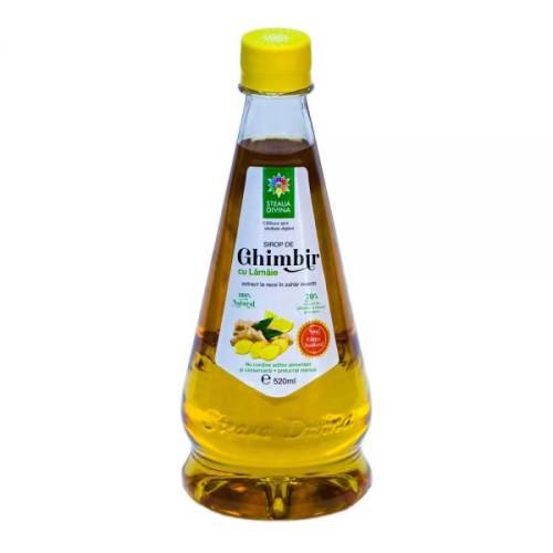 Sirop natural de ghimbir cu lamaie presat la rece, 520ml, Steaua Divina