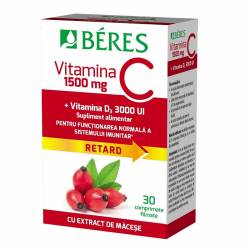 Beres Vitamina C 1500mg + Vitamina D3 3000 UI, 30 comprimate