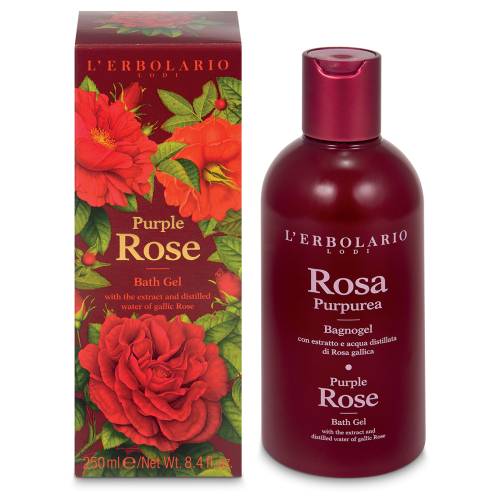 L'Erbolario Gel de dus cu extract si apa distilata de trandafir, 250ml