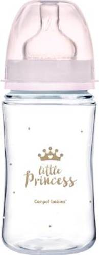 Biberon roz anticolici cu gat larg PP EasyStart Royal Baby, 240ml, Canpol babies