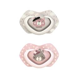 Suzeta roz din silicon Bonjour Paris 18 luni+, 2 bucati, Canpol babies