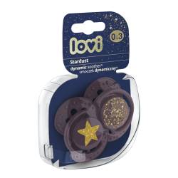 Suzeta din silicon Dynamic Stardust violet pentru 0-3 luni, 2 bucati, Lovi