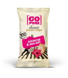 Chipsuri de cartofi cu hibiscus si sare de mare fara gluten Bio, 125g, Go Pure