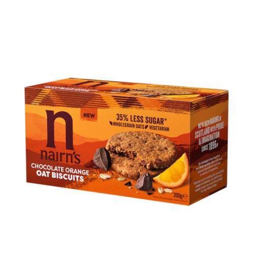 Biscuiti din ovaz integral cu ciocolata si portocala, 200g, Nairn's
