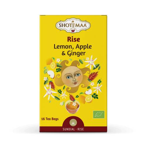 Ceai cu lamaie, mere si ghimbir Sundial Rise Bio, 16 plicuri, Shoti Maa