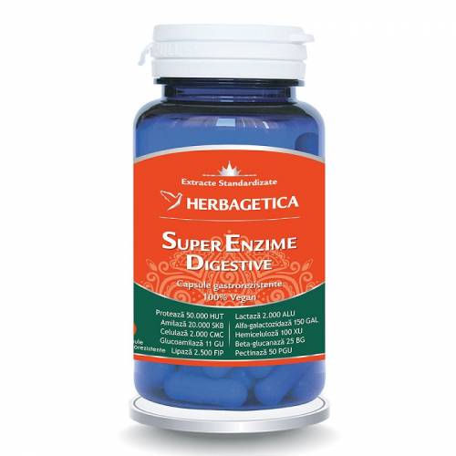 Herbagetica Super Enzime Digestive, 30 capsule
