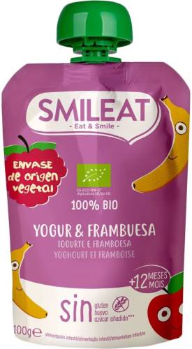 Piure din zmeura si iaurt grecesc +12 luni Bio, 100g, Smileat