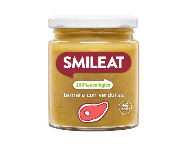 Piure de legume cu vitel si ulei de masline Bio +6 luni, 230g, Smileat