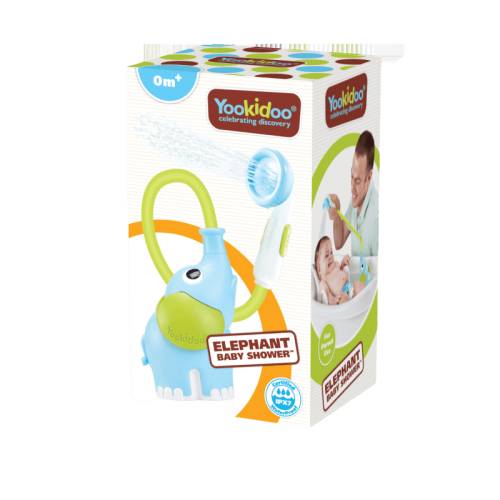 Jucarie dus portabil pentru bebelusi si copii Elefant-bleu 0-24 luni 40159, 1 bucata, Yookidoo