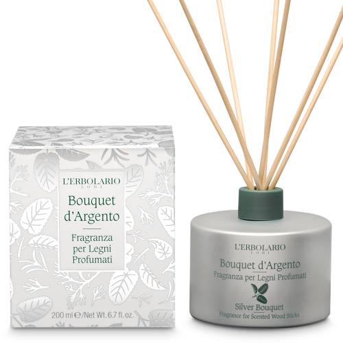 L'Erbolario Parfum pentru camera cu betisoare Silver Bouquet, 200ml