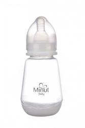 Biberon cu tetina din silicon si capac pentru 0+ Baby, 150ml, Minut