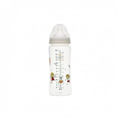 Biberon din sticla borosilicat cu gat larg 3 luni+ Baby, 300ml, Minut