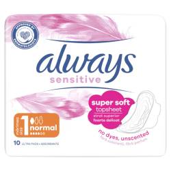 Absorbante Sensitive Super Soft, 10 bucati, Always