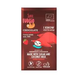 Ciocolata cu capsuni bio fara gluten, 80g, Super Fudgio