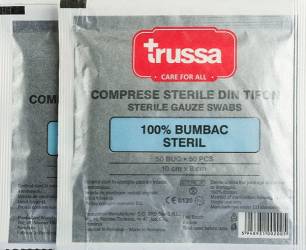 Trussa Comprese sterile taiate 10 x 8cm, 50 bucati