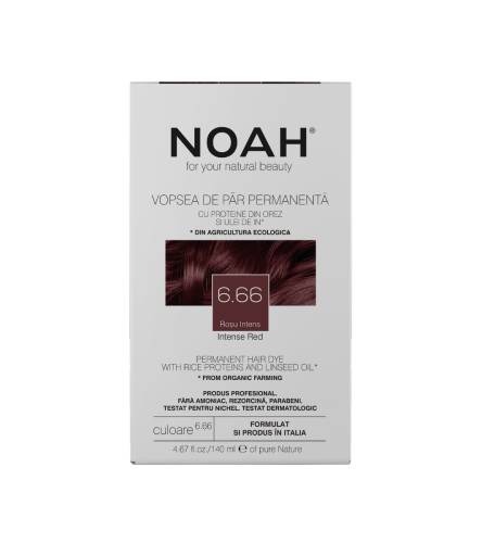 Vopsea de par naturala Rosu inchis (6.66), 140ml, Noah