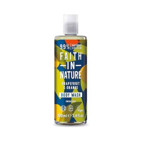 Gel de dus natural energizant cu grapefruit si portocala, 100ml, Faith in Nature