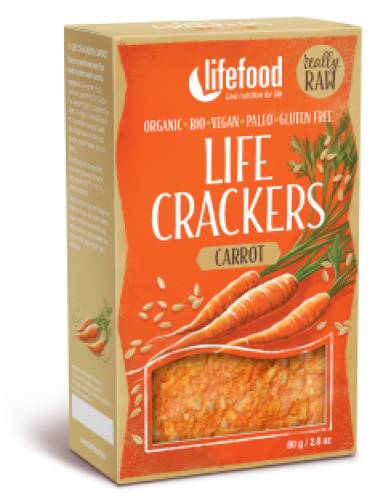 Lifecrackers cu morcovi raw Bio, 80g, Lifefood