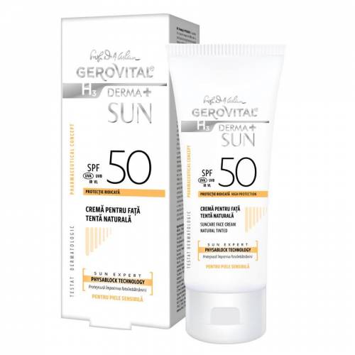 Gerovital H3 Derma+ Sun Crema fata anti-imbatranire SPF 50 tenta naturala 50ml