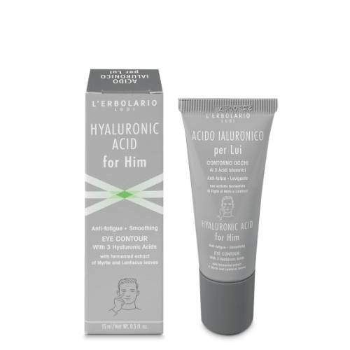 L'Erbolario Contur pentru ochi anti oboseala cu acid hialuronic pentru barbati, 15ml