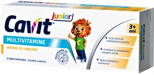Cavit Junior Multivitamine cu aroma de vanilie - 20 tablete masticabile Biofarm