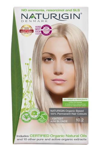 Vopsea de par Lightest Blonde Ash 10.2, 115ml, Naturigin