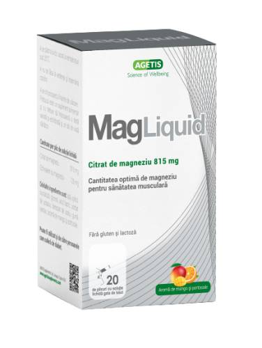 Citrat de magneziu Mag Liquid 815mg, 20 plicuri, Agetis