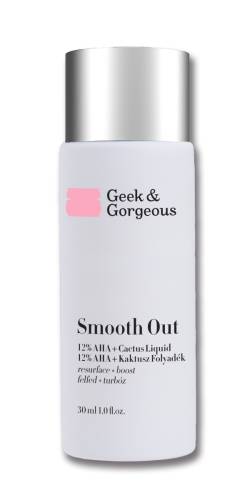 Lotiune exfolianta 12% AHA + extract de cactus Smooth Out, 30ml, Geek&Gorgeous