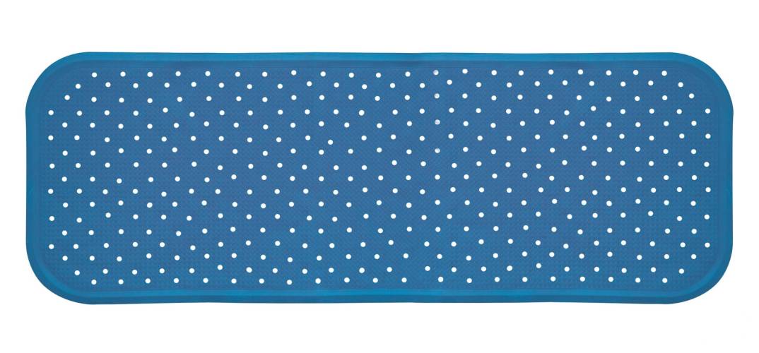 Covoras antiderapant din cauciuc natural pentru cada cu ventuze Albastru, 96x34 cm, Sanger