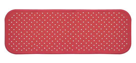 Covoras antiderapant din cauciuc natural pentru cada cu ventuze pentru fixare Rosu, 96x34 cm, Sanger