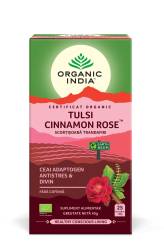 Ceai adaptogen scortisoara ceylon si trandafir Tulsi, 25 plicuri, Organic India