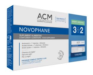 Pachet 3 la pret de 2 pentru unghii si par Novophane, 3 x 60 capsule, ACM