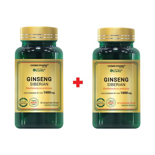 Pachet Ginseng Siberian, 60 + 30 tablete, Cosmopharm