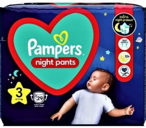pampers 3 pants night 6-11kg pachx29 buc