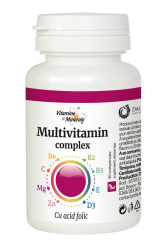 Multivitamin complex cu Acid Folic, 30 comprimate, Dacia Plant